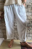 Rustic Nature Linen Blend Barrel Pant White